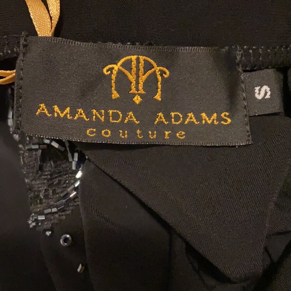 Amanda Adams Couture Black Strapless Hand Beaded Top Embroidered Lace Sz S NWOT - Picture 9 of 10